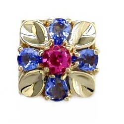 B3334 14K PT AND TANZANITE ROUND/PEAR SHAPE SLIDE 
